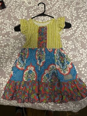 Matilda Jane Yellow & Blue Mixed-Print Flutter Dress